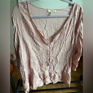 Combin Pink V-Neck Blouse